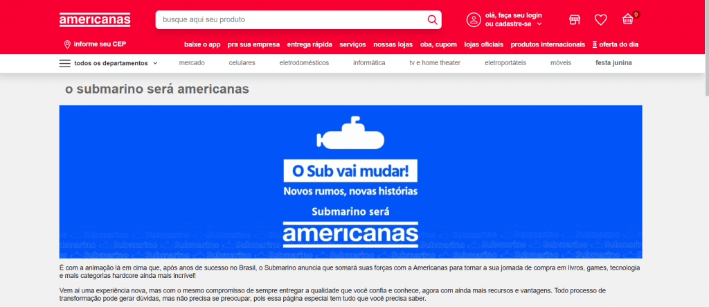 Americanas anuncia fim dos sites Submarino e Shoptime e integra operações