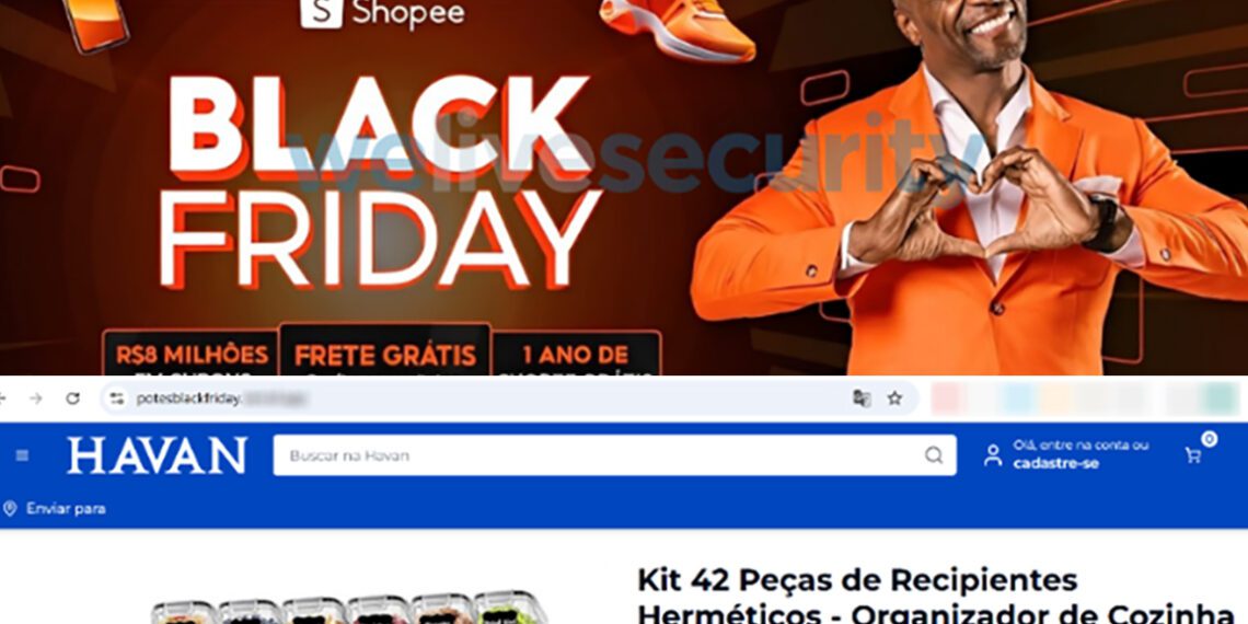 Páginas falsas de Havan e Shopee visando golpes na Black Friday são identificadas