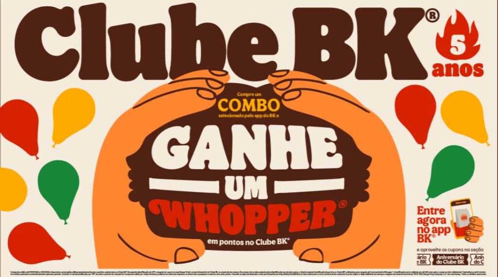 Burger King promove ação no Clube BK que oferece um ano de Whopper grátis