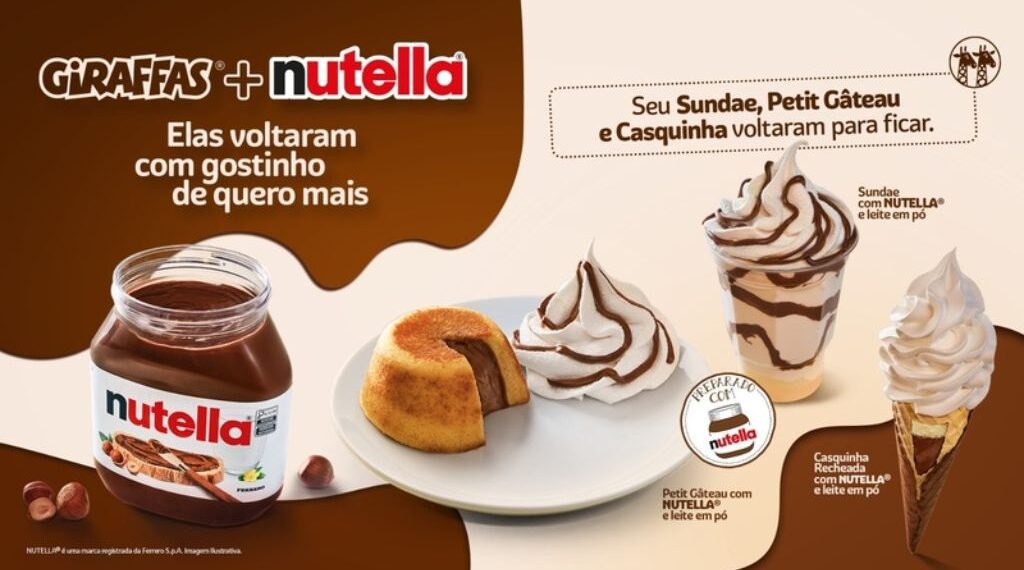 Giraffas torna sobremesas com Nutella permanentes em todos os restaurantes do País