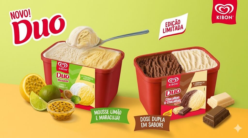 Kibon amplia portfólio com novos sabores da linha Duo e o lançamento do Cornetto Morango