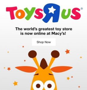 Toys "R" Us chegará a mais de 400 lojas Macy's nos EUA no ano que vem