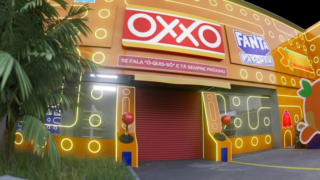 Oxxo transforma loja em máquina de videogame para o lançamento da Fanta Pac-Man