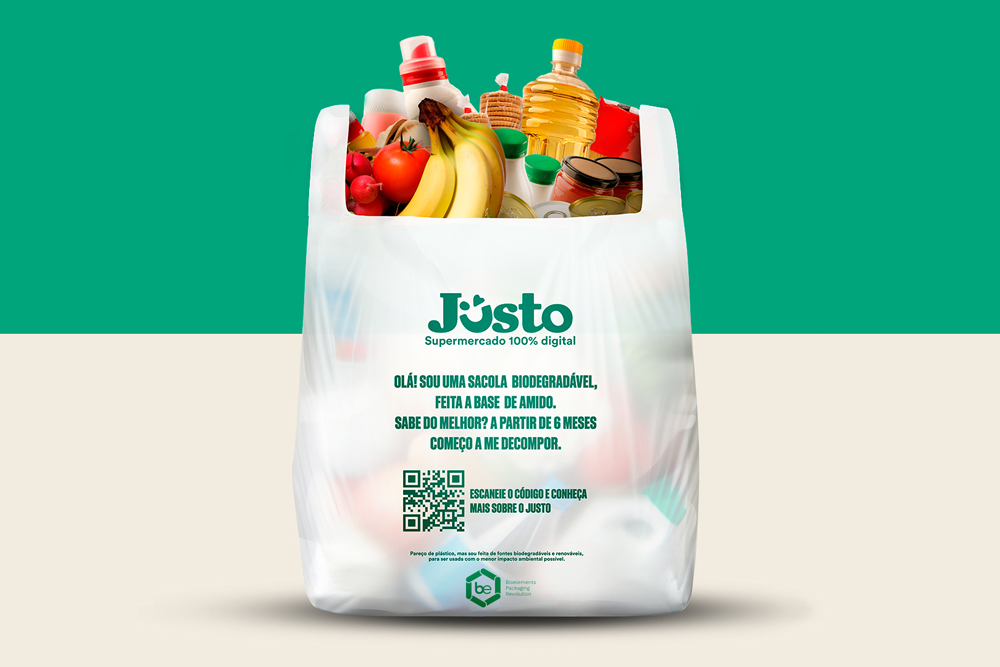 Supermercado Justo subistitui 600 mil sacolas por unidades biodegradáveis e não tóxicas