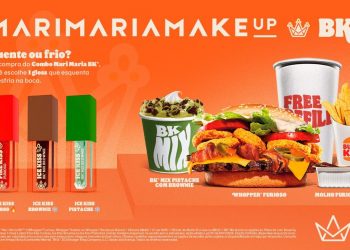 Aromas e cores do Burger King estão na collab de três glosses com Mari Maria MakeUp