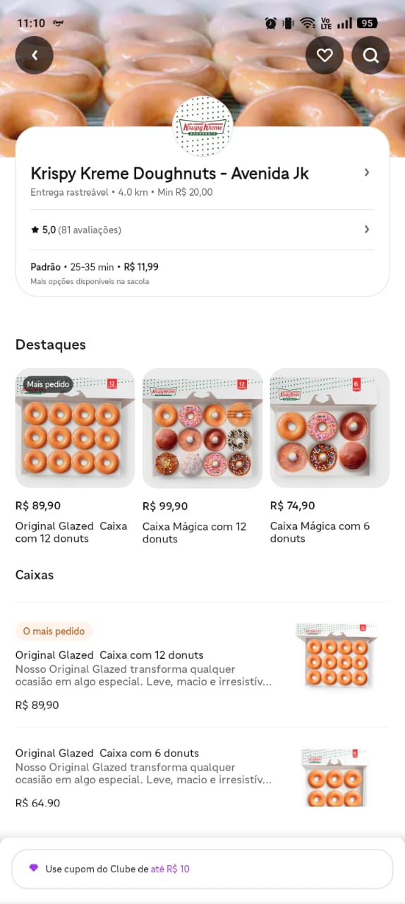 Krispy Kreme estreia no iFood com quatro opções de caixas de donuts