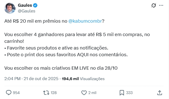 KaBuM! banca carrinhos de compra de clientes em ação de pré-Black Friday