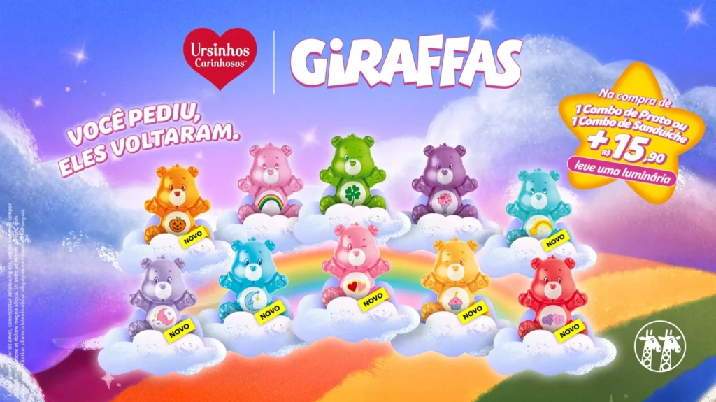 Com novos personagens, Giraffas relança luminárias perfumadas dos Ursinhos Carinhosos