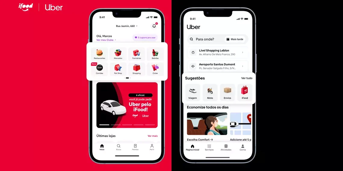 iFood e Uber começam a oferecer serviços integrados em Belo Horizonte