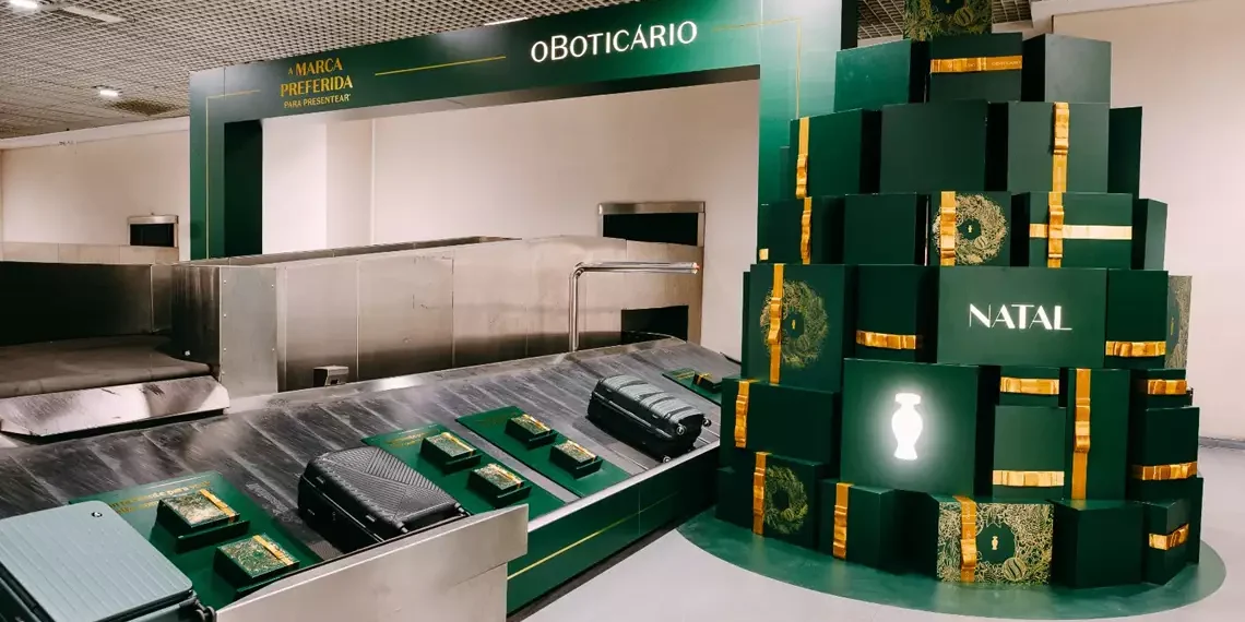 O Boticário distribui mais de 6 mil presentes de Natal em esteiras de aeroportos