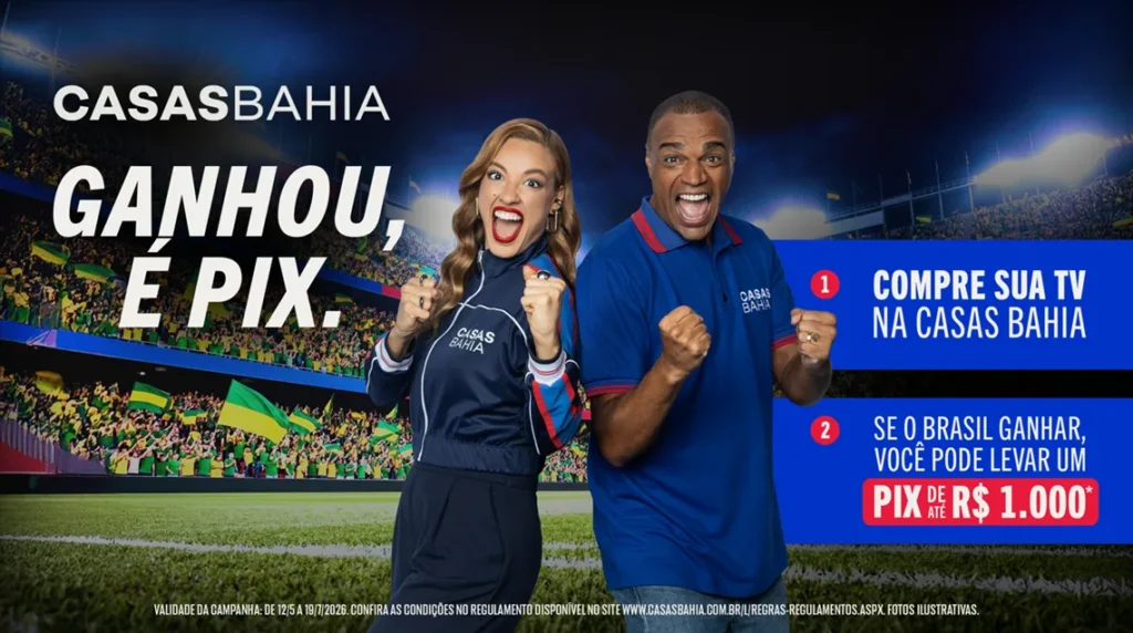 Casas Bahia dará até R$ 1.000 para cada vitória do Brasil na Copa