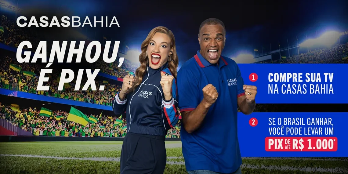 Casas Bahia dará até R$ 1.000 para cada vitória do Brasil na Copa
